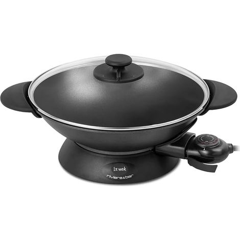 Expert Electric Wok 5L - 2200W, Cast Aluminium Pan, Glass Lid, Adjustable Thermostat 10 Positions - for 8 People - Accessories Included - Cleaning (1/5)