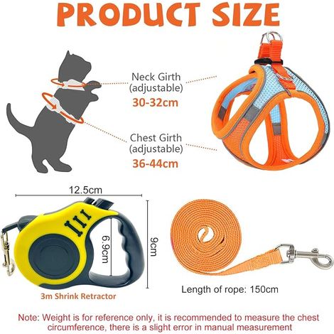 Cat Harness Lead Retractor - Vest and Collar for Small Dog (S) et Rétracteur Automatique - Gilet et Collier pour Petit Chien (S) (1/4)