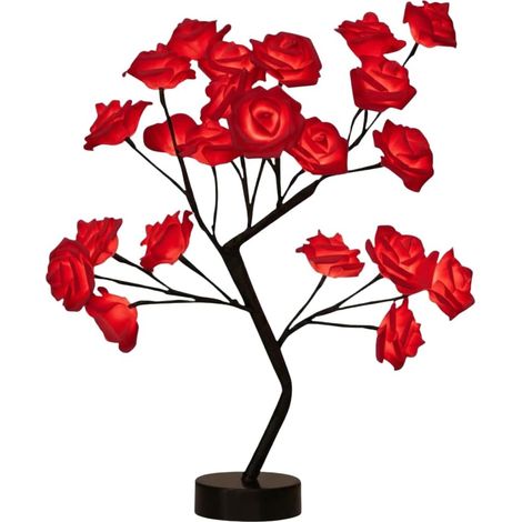 Veilleuse romantique en forme de rose USB LED fleur lampe douce décoration pour chambre à coucher bureau cadeau violet (1/5)