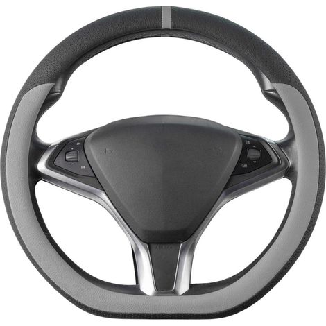 Lenkradbezug D-Form Mikrofaser Leder Grau/Schwarz M (37-38cm) (1/5)