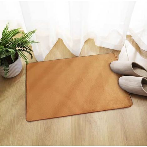 LAN Kaki - Plat 5080cm (polaire corail 0,8cm d'épaisseur) Tapis de sol en polaire corail, couleur unie, facile à nettoyer, tapis de salle de bain, tapis de toilette, absorbant et antidérapant (1/5)