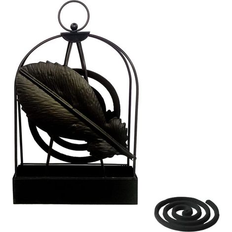 Support Bobine Anti-Moustique Boîte Bobine Moustique Bobine Support Métal Anti-Moustique Porte-Encens Classique(Noir)