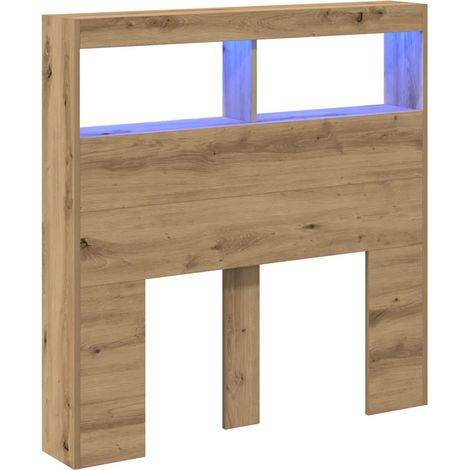 Armoire tête de lit avec LED contemporaine design moderne 100 x 17 x 102 cm en bois d'ingénierie chêne artisanal (1/5)