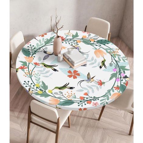 Nappe ronde lavable 90cm avec élastique, imperméable, pour jardin & intérieur