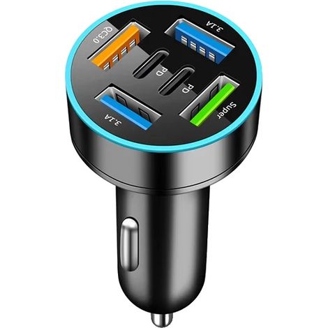 Adaptador de cargador para encendedor de cigarrillos, cargador USB multipuerto, tecnología de carga rápida, 117 (1/2)