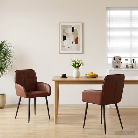vidaXL Sedie da pranzo 2 pcs Similpelle Marrone Lucido 57 x 50 x 85 cm (1/5)