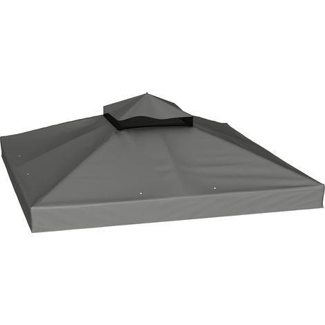 Telo di ricambio per gazebo 3 x 3 m, protezione UPF30+, fori di drenaggio, grigio scuro.