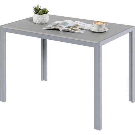 Table de Jardin Exterieure 110x70 cm, Largeur du plateau 9,5 cm Table à Manger Rectangulaire en WPC et Alu pour Terrasse,Jardin, Effet Bois Élégant, Résistante aux Intempéries, Tout Gris (1/5)
