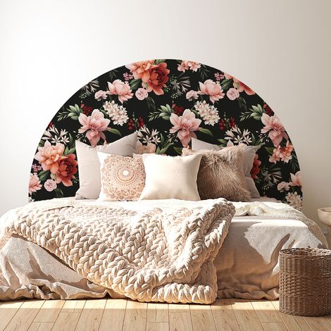 Stickers tête de lit - Fleurs - 160 x 130 cm - Pour lits (120 à 140 cm) - Adhésif MAT (1/2)