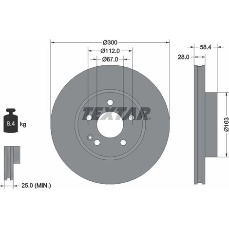 Lot de 2 Disques de frein Textar 93123403 MERCEDES-BENZ 4474210512 447421051207