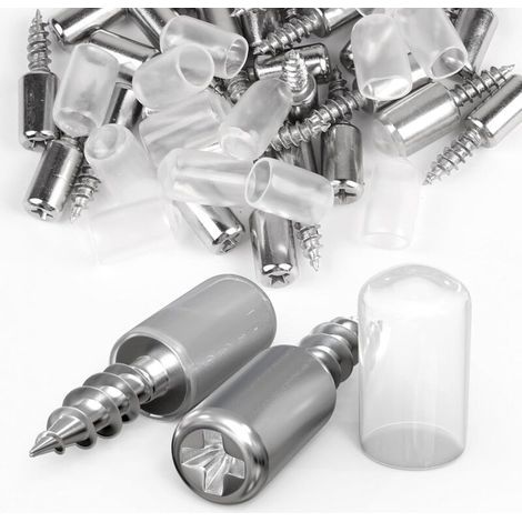 120 Pcs Taquet Étagère ø7,5 mm avec Protection en Caoutchouc Transparent, Étagère Broches avec Vis Autotaraudeuse M4, Support Étagère pour Armoire Étagère, Supporte Jusqu'à 20 kg (1/5)
