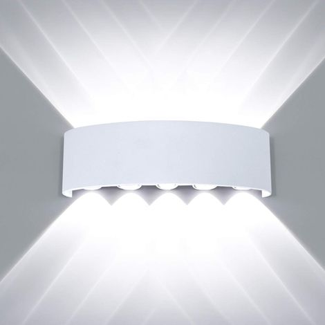 Wandleuchte Innen Up Down Wandlampe Aluminium Moderne 10W - Kaltweiss Wandleuchten für Wohnzimmer, Schlafzimmer, Korridor, Treppenhau (Weiß)