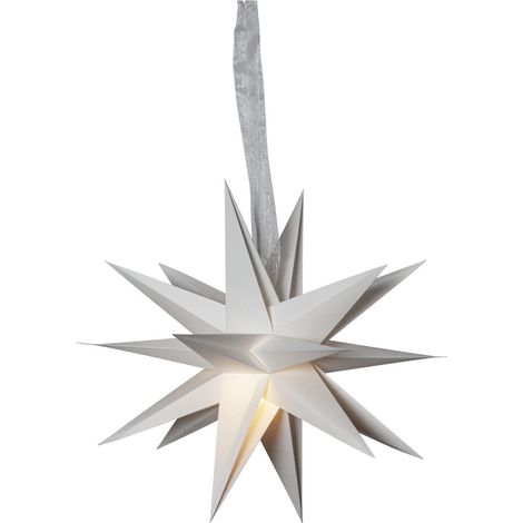 3D Papierstern ,December' in Weiß, mehrzackig, mit Aufhängung, Ø 43cm (1/4)