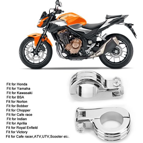Support de repose-pieds de moto 32 mm (1,25 po) avec fixation par collier de serrage en P, compatible avec Honda (électroplaqué) (1/5)