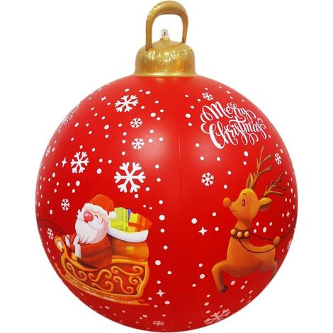 Boule de Noël gonflable géante de 60 cm - Décoration de Noël gonflable géante pour l'extérieur - Modèle F (avec lumière) (1/5)