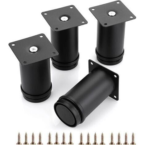 QORVA-Lot de 4 pieds de rechange ronds réglables de 10 cm pour meubles, pieds d'angle robustes et extensibles pour table, canapé, chaise (1/5)