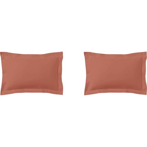 Lot de 2 taies d'oreillers terracotta 100% coton 50x70 cm