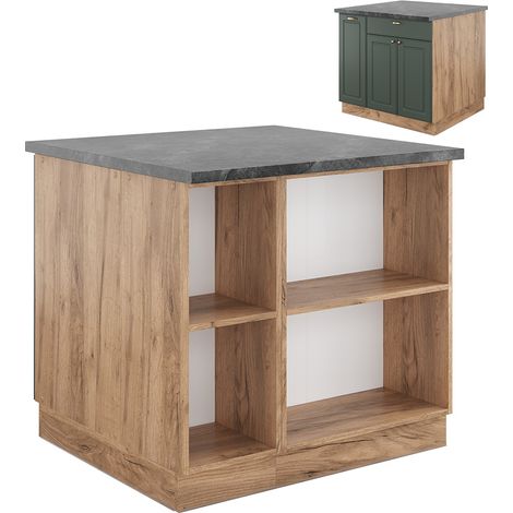Isola cucina Fame-Line, Quercia verde-oro Country/oro Power, 90 cm con cassetto, senza piano di lavoro, Vicco