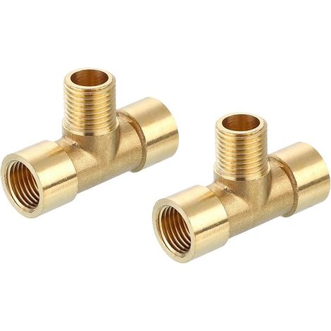 QUARKZMAN Brass Tee Fitting 1/4" x 1/4" x 1/4" Npt 3 Way 2pcs (1/5)