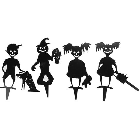 Lot de 4 statues spectres zombies mignons pour déco extérieure Halloween - Ornements de jardin pelouse fête effrayante (1/5)