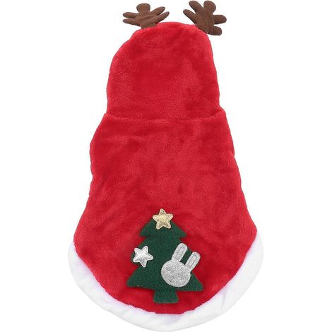 Vêtements chauds pour chien de Noël en flanelle à motif élan, costume d'automne et d'hiver pour animaux de compagnie, manteau à capuche pour chiot (taille M)-M
