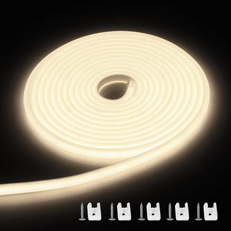 (Lumière naturelle, 25 m) Bande lumineuse LED COB étanche avec gaine en silicone intégrale, adaptée à la décoration de jardin et de terrasse. (1/5)
