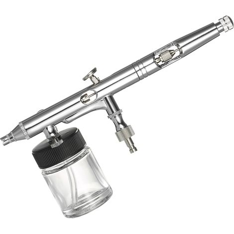 KKmoon Professionelles Mehrzweck-Airbrush-Set, Doppelhub-Seitenzufuhr mit einstellbarer Luftregulierung, 0,25-mm-, 7-ccm- und 22-ccm-Spritzpistole für Maniküre, Make-up, Bodypainting, Basteln, Modellb