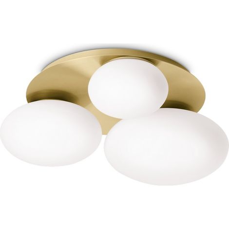 Ideal Lux NINFEA 3-flammige runde DecoratiGlass-Deckenleuchte aus Messing (1/2)