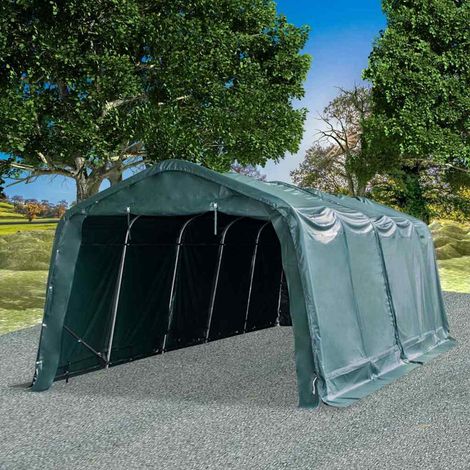 vidaXL Tente amovible pour bétail PVC 550 g/m² 3,3 x 8 m Vert foncé (1/5)