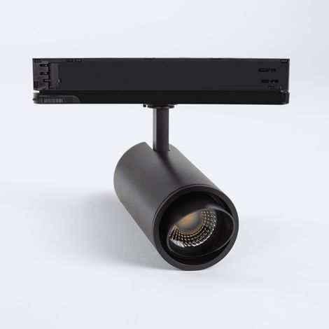 Spot LED Fasano Cylindre Biseau 30W pour Rail Triphasé CCT Sélectionnable Dimmable DALI Noir (2700K - 3200K - 4000K) Sélectionnable