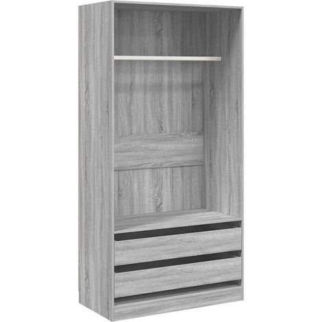 Armario de madera contrachapada gris Sonoma 100x50x200 cm vidaXL