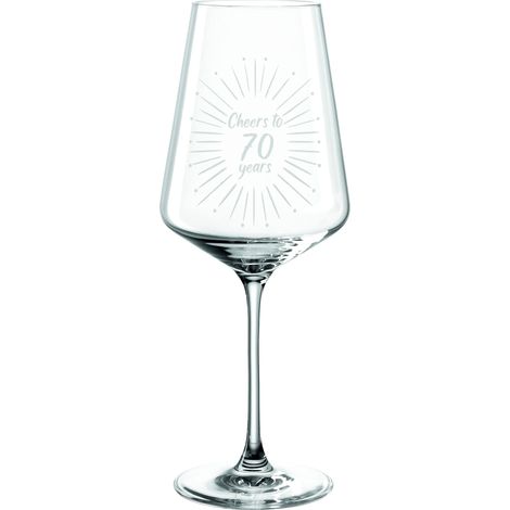 Verre à vin 560 ml avec gravure Cheers to 70 ans – Cadeau 70e anniversaire – Idée cadeau pour anniversaire, mariage, jubilé, fête – pour femmes, hommes (verre à vin 70) (1/4)