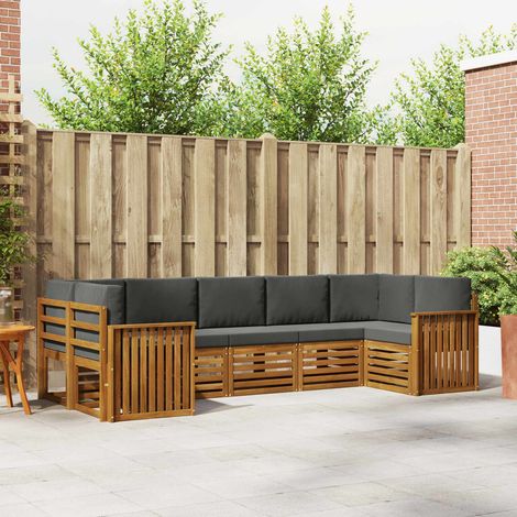 Ecksofa Set 7 pcs Natur und Anthrazit Massivholz Akazie (1/5)