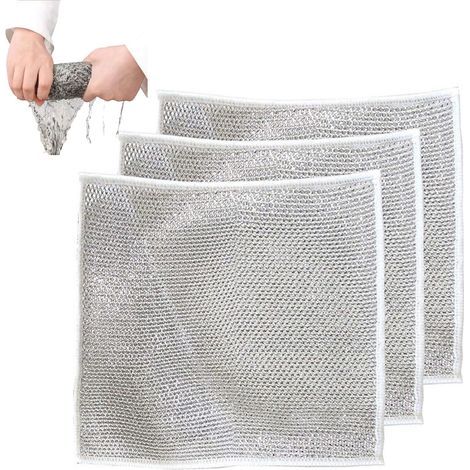 Set mit 3 multifunktionalen Geschirrtüchern aus Metalldraht für nasses und trockenes Geschirr, multifunktionales Reinigungstuch (1/5)