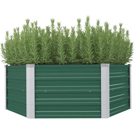 Raised Garden Bed 129x129x45 cm Galvanised Steel Green vidaXL