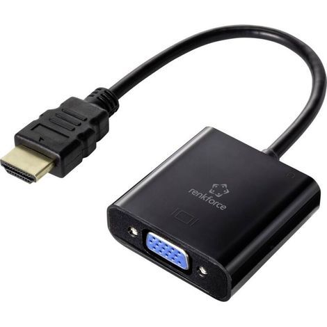 Câble adaptateur HDMI / VGA Fiche mâle HDMI-A, Prise femelle VGA 15 pôles 0.15 m noir RF-4531578 blindage double Câble HDMI A834602 (1/5)