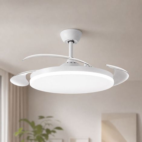 Ventilateur de plafond avec lumière LED 72W, 108cm, moteur silencieux en cuivre, télécommande, variateur intensité et couleur, blanc (1/5)