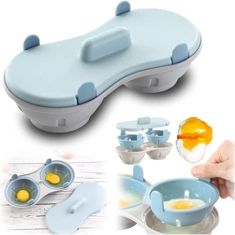 Pocheuse à œufs Au Micro-Ondes,Cuiseur à Oeufs Double Tasse,Pocheuse à œufs au plat,Chaudière à œufs cuits à la vapeur,Moule à œufs (1/4)
