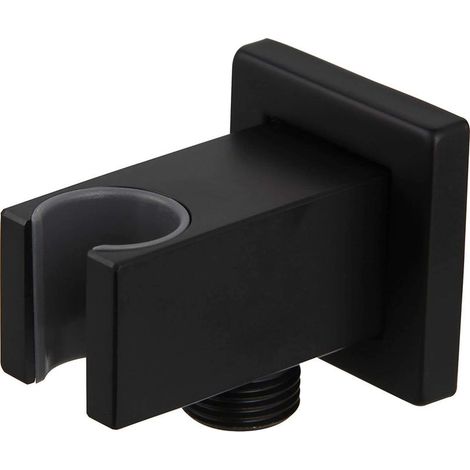Douchette murale en laiton massif avec sortie d'eau, coude d'alimentation mural pour douchette 1/2" NPT, noir (1/5)
