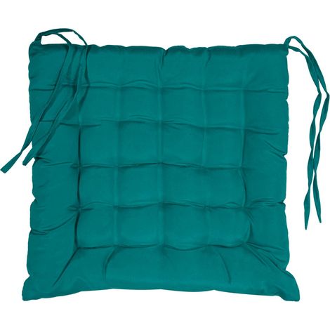 Galette de Chaise Matelassée "Essentiel" 40x40cm Bleu Paon (1/4)