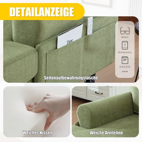 Fauteuil inclinable en chenille minimaliste pour salon et chambre,pieds en bois,dossier confortable,accoudoirs et poches latérales,pour bureaux-Da