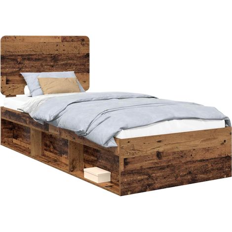 Estructura de cama con cabecera Madera vieja 100 x 200 cm vidaXL