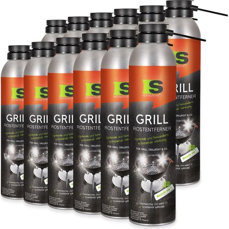 Spraytive 12x 300ml Grill-Rostentferner – 2in1 Rostlöser-Spray mit Langzeitrostschutz für Grillrost & BBQ - Grillrostreiniger (1/4)