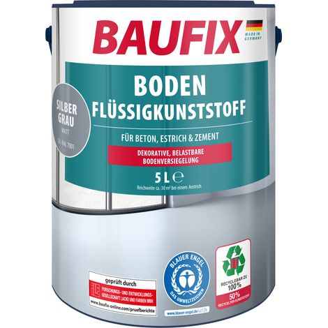 BAUFIX Boden-Flüssigkunststoff silbergrau matt, 5 Liter, Beton- und Bodenfarbe