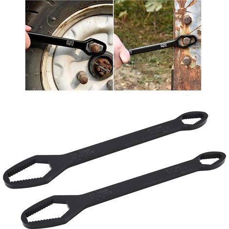 Verkauft im 2er-Set, hochwertiger, dicker Multifunktions-Steckschlüssel von 8 bis 22 mm, verstellbarer, doppelseitiger, selbstspannender Universalschlüssel, Länge 260 mm. (1/5)