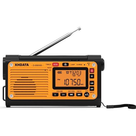 Radio météo à manivelle d'urgence FM/AM/SW/NOAA alerte Radio portable Bluetooth