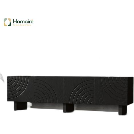 TV-Ständer schwarz aus Spanplatte und Polyester 180 x 40 x 55 cm HOMAIRE (1/5)