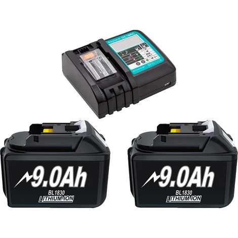Batería recargable, alta capacidad, opciones de carga rápida, 2 x 9000 mAh, 1 unidad (1/2)