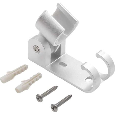Support mural en aluminium pour pommeau de douche avec crochet et angle réglable, compatible avec les pommeaux de douche à main. (1/5)
