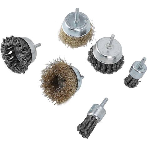 Ensemble de 6 brosses métalliques multifonctions pour le polissage des métaux, l'élimination de la rouille et des bavures de peinture. (1/5)